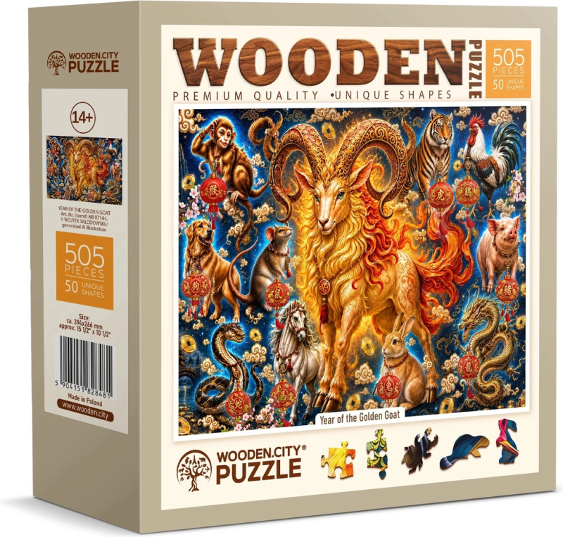 WOODEN CITY dřevěné puzzle Rok zlaté kozy, 505 dílků