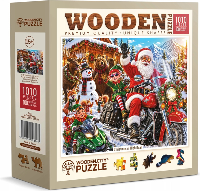 WOODEN CITY Dřevěné puzzle Vánoce v plném proudu 1010 dílků