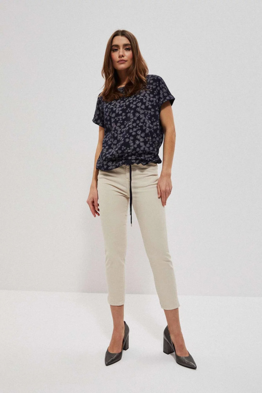 Hladké 7/8 kalhoty - béžové XXL