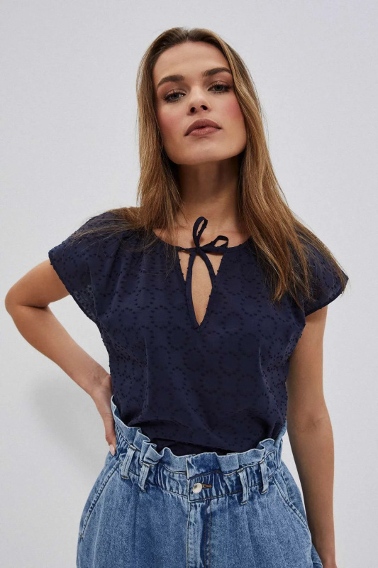 Bavlněná košilová halenka - tmavě modrá XXL