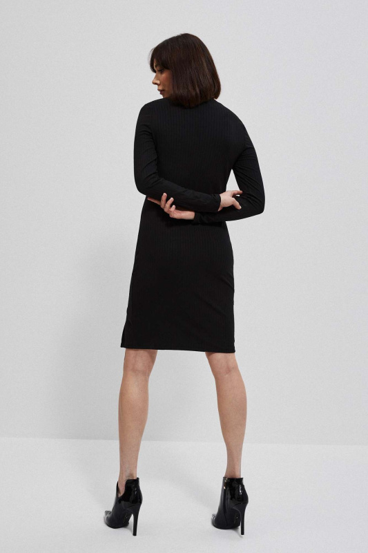 Žebrované šaty s ozdobnými knoflíky S