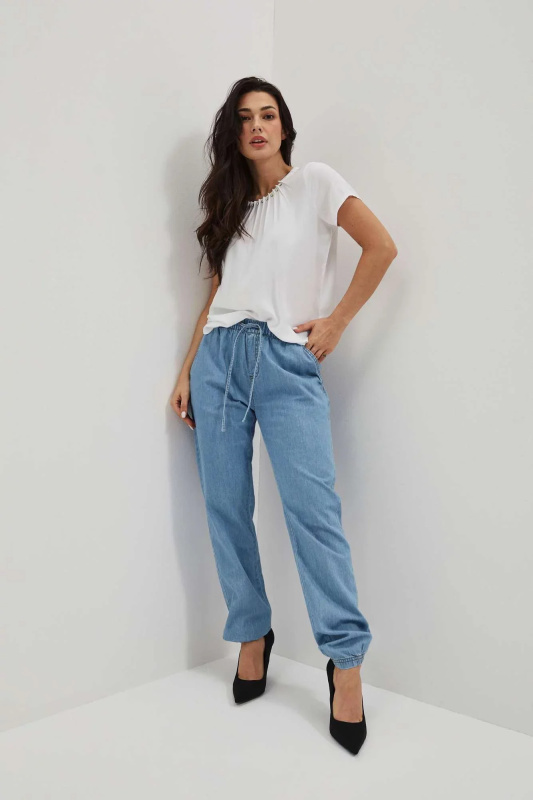 DÁMSKÉ DŽÍNY L-JE-4004 MODRÁ XS