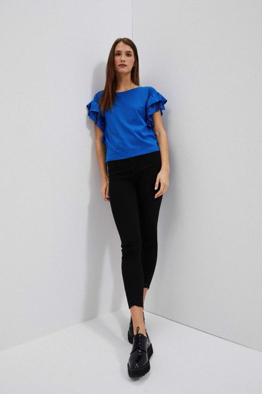 Slim fit džíny s roztřepenými nohavicemi M