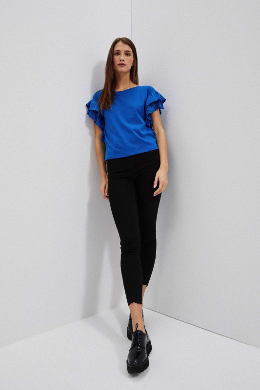 Slim fit džíny s roztřepenými nohavicemi L