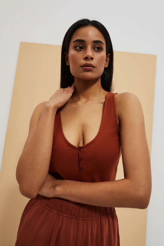 DÁMSKÝ TOP L-TS-4065 HNĚDÝ Velikost: L