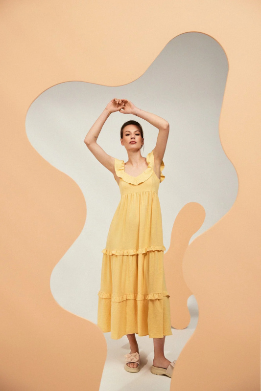 DÁMSKÉ ŠATY L-SU-4065 VANILKA Velikost: L