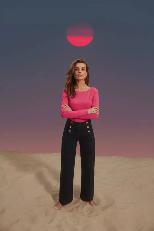 Džíny s ozdobnými knoflíky XL