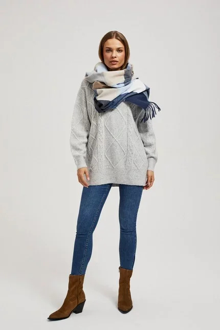 Kostkovaný šátek s třásněmi