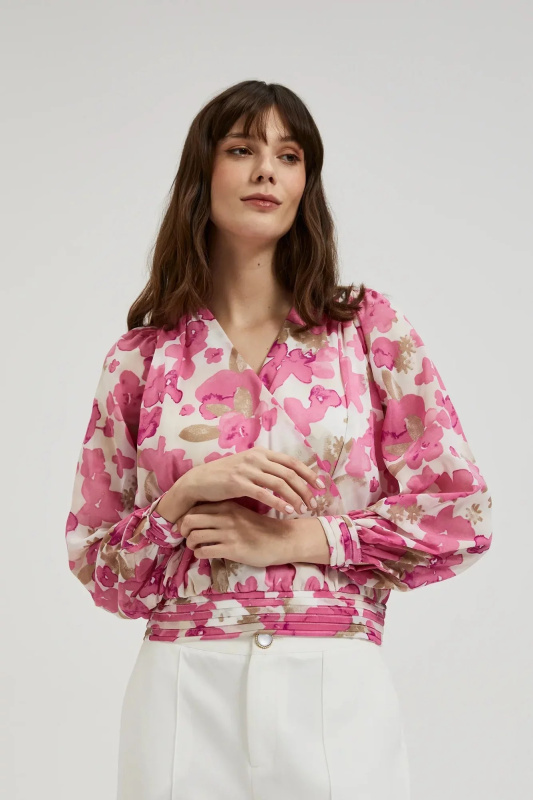 Dámská halenka s výstřihem do V MOODO - růžová Velikost: XL