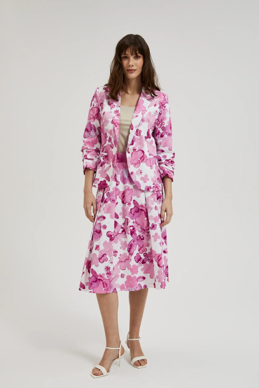 Dámský vzorovaný blazer - růžový Velikost: S