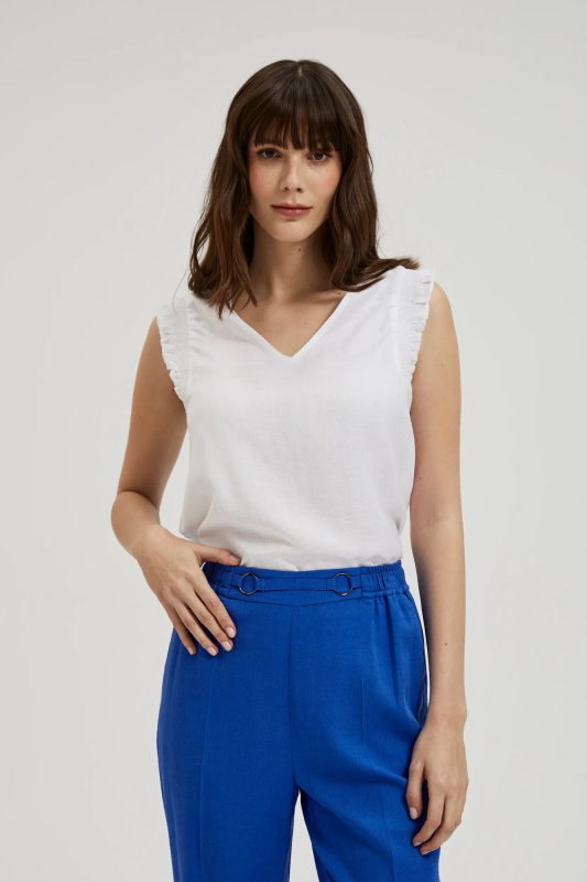 Dámské tílko s volány MOODO - bílá Velikost: M