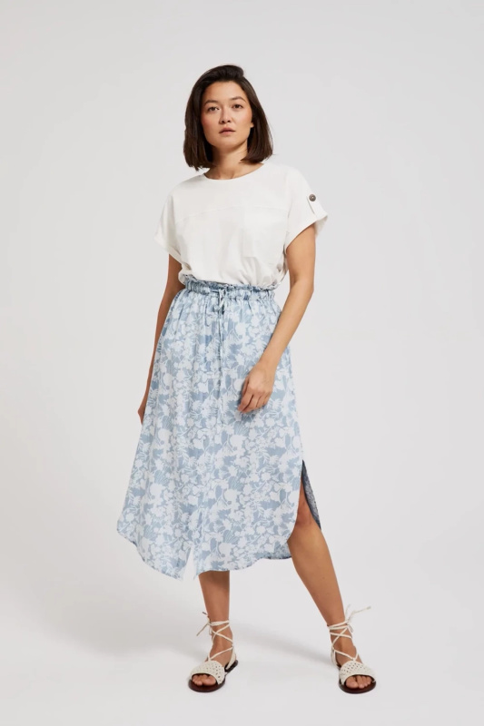 Dámská midi sukně s květinami MOODO - modrá