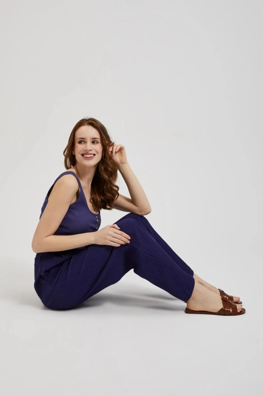 Dámské široké kalhoty se zavazováním MOODO - fialová Velikost: XS