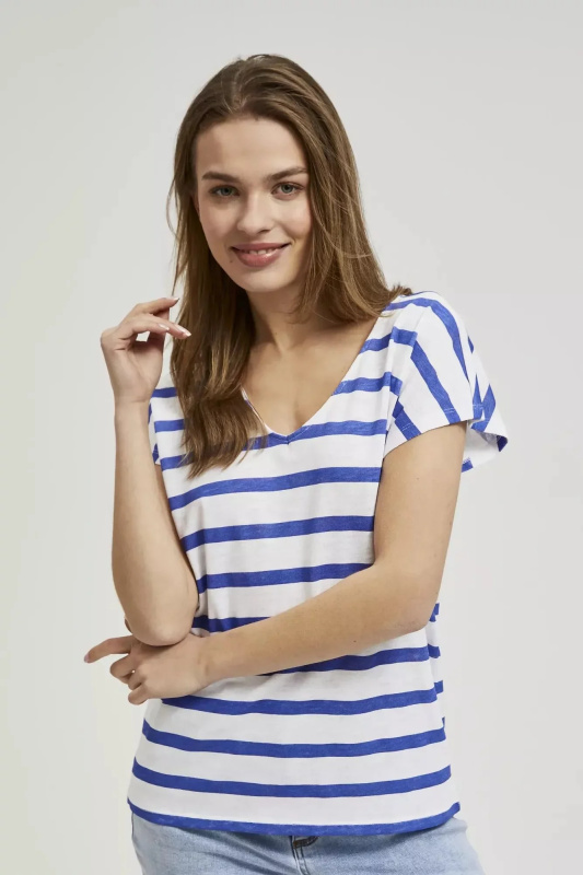 Dámské tričko MOODO - bílá/modrá Velikost: M