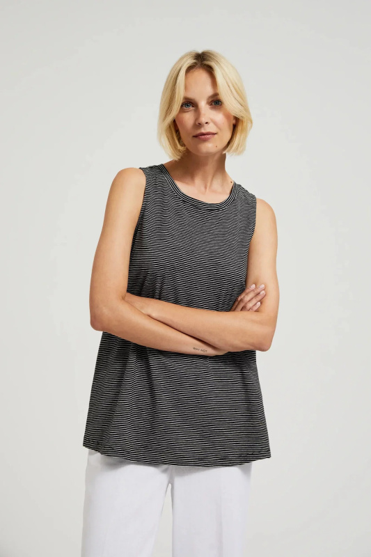 Dámský pruhovaný top MOODO - černá/bílá Velikost: m