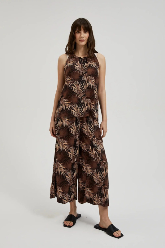 Dámské kalhoty MOODO - černá/hnědá Velikost: XXL