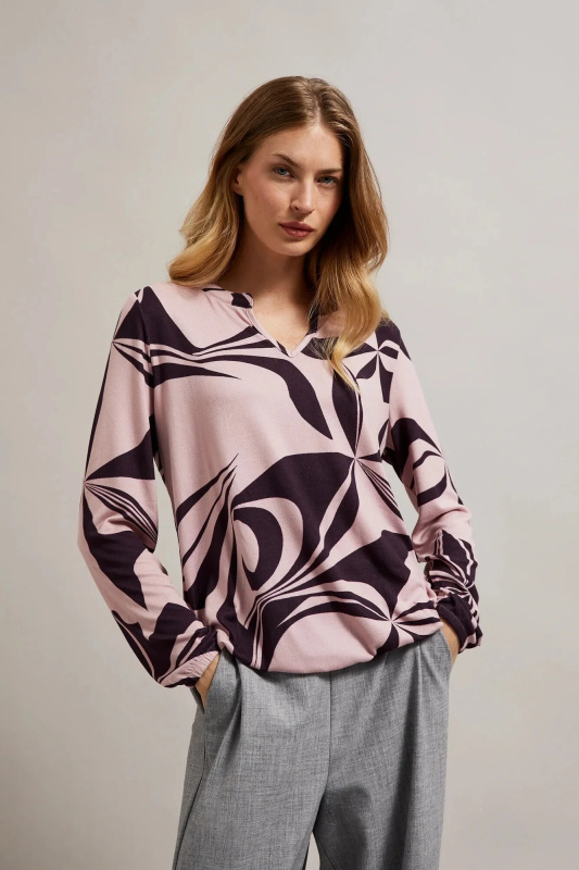 Dámská halenka s geometrickým vzorem MOODO - růžová Velikost: 42