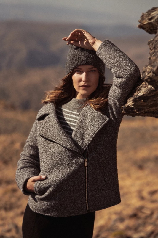 Dámská bunda na zip MOODO - šedá Velikost: S