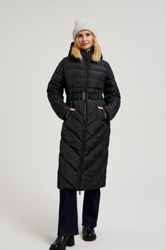 Dámský prošívaný kabát MOODO - černý Velikost: XL