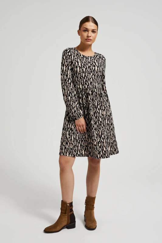 Dámské šaty s nabíranými rukávy MOODO - hnědé Velikost: XXL