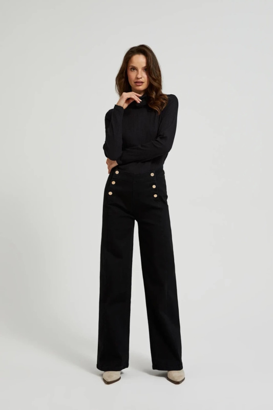 Dámské džíny s ozdobnými knoflíky MOODO - černá S