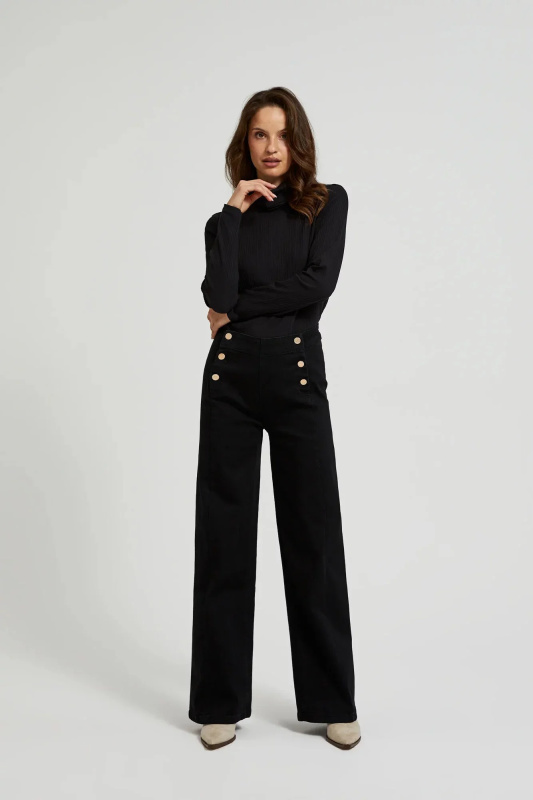 Dámské džíny s ozdobnými knoflíky MOODO - černá M