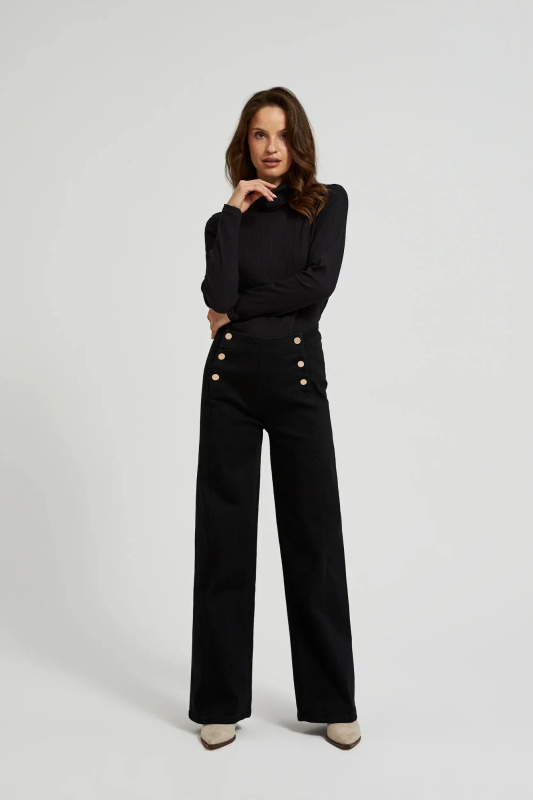 Dámské džíny s ozdobnými knoflíky MOODO - černá L