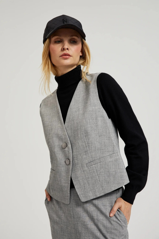 Dámská elegantní vesta MOODO - šedá Velikost: XL