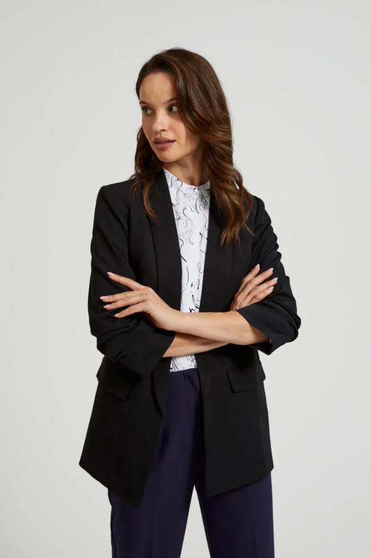 Dámské sako s 3/4 rukávy MOODO - černé Velikost: M