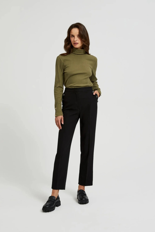 Dámské kalhoty s ozdobnými knoflíky MOODO - černé Velikost: XL