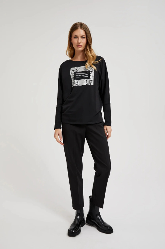 Dámské kalhoty s řasením MOODO - černé Velikost: XL