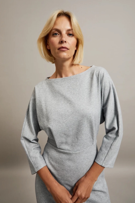 Dámské hladké šaty MOODO - šedé Velikost: L