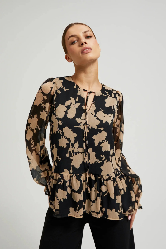 Dámská halenka Moodo vzorovaná - černá Velikost: L