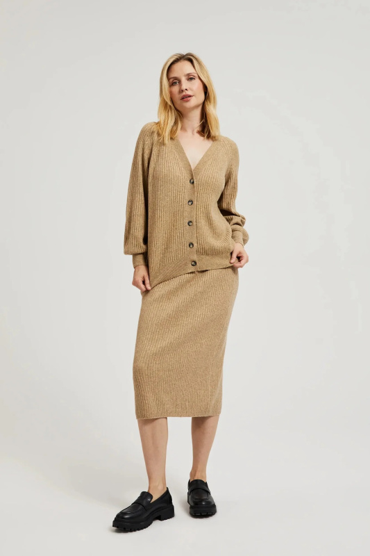 Dámská pletená sukně MOODO - béžová Velikost: S