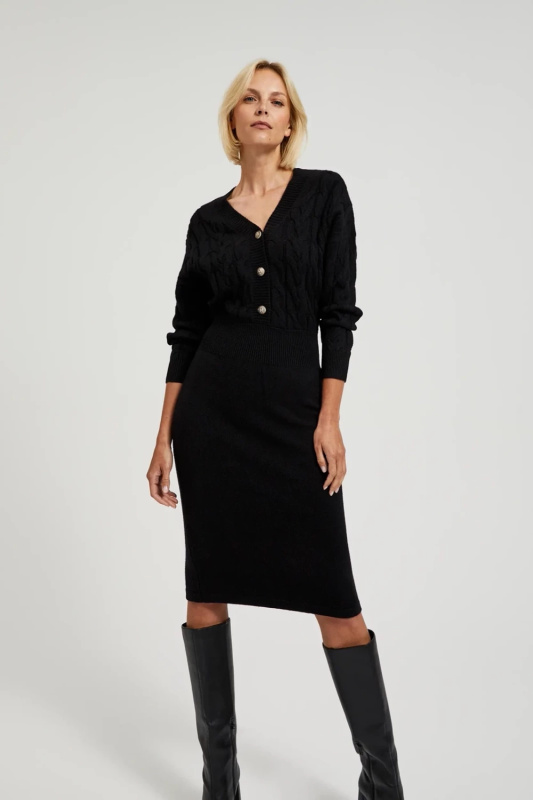 Dámské pletené šaty MOODO - černé Velikost: S