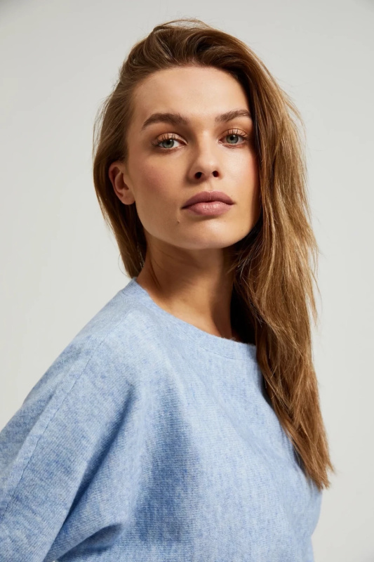 Dámský svetr s 3/4 rukávem MOODO - modrý Velikost: M