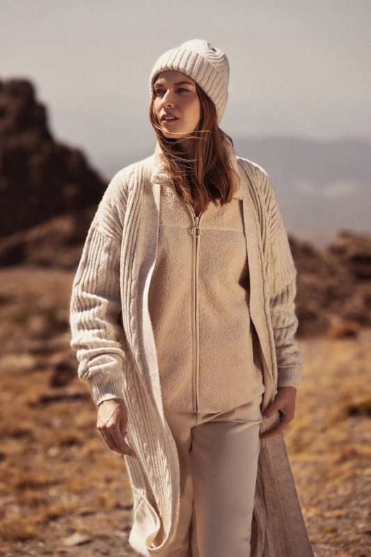 Dámský kardigan MOODO - béžový Velikost: L