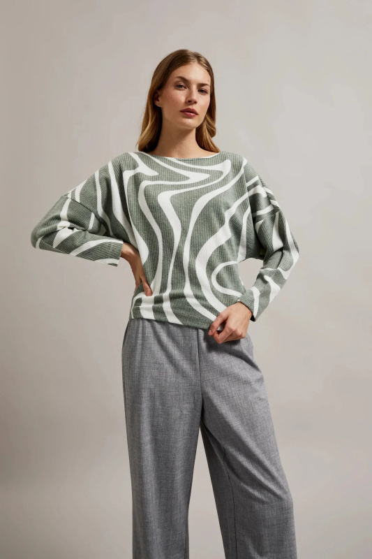 Dámská halenka s geometrickým vzorem MOODO - olivová Velikost: S