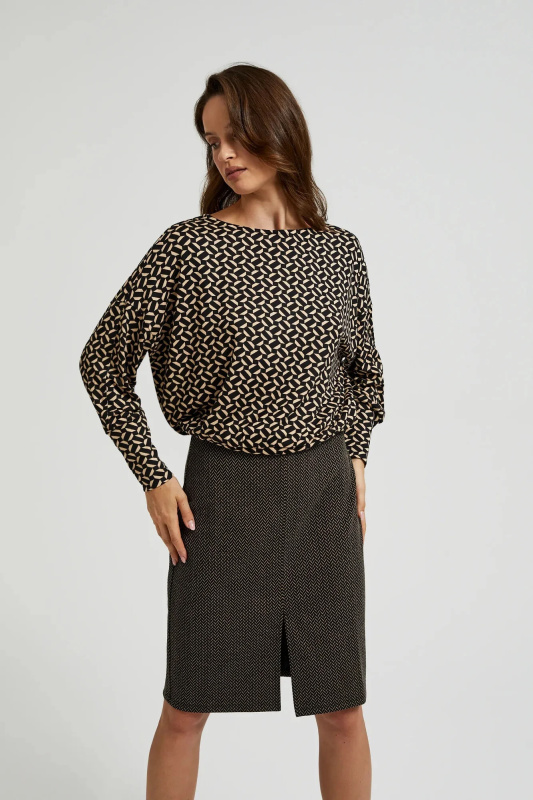 Dámská vzorovaná halenka MOODO - černá Velikost: XXL