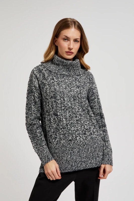 Dámský melírovaný svetr MOODO - černý Velikost: M