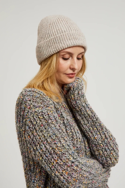 Dámská čepice Moodo žebrovaná - béžová