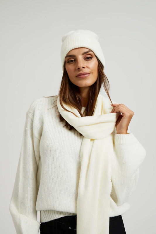 Dámská čepice Moodo se vzorem - bílá