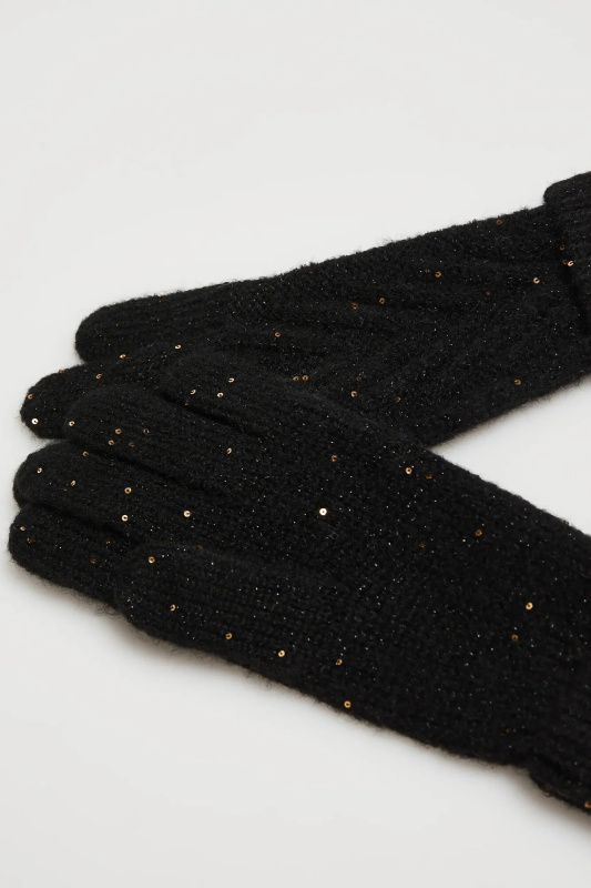 Dámské rukavice zdobené černými flitry MOODO - černé