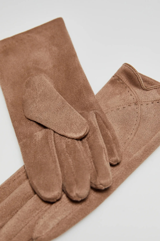 Dámské elegantní rukavice z imitace semiše MOODO - béžové