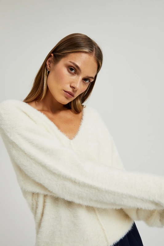 Dámský svetr MOODO - bílý Velikost: L