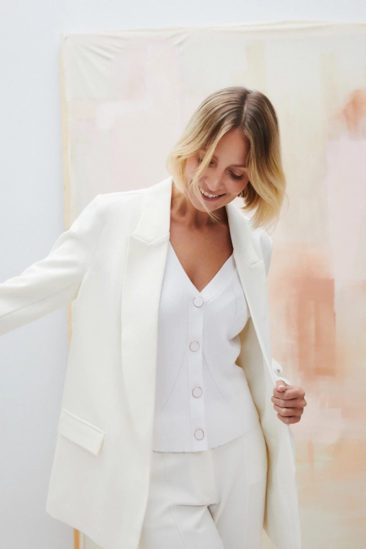 Marisse Women's Jacket L-Mr-4601 Off White