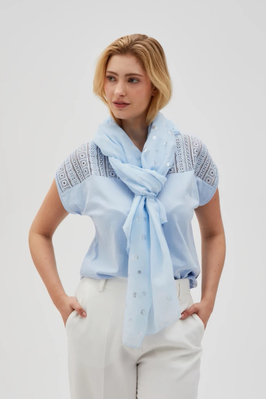 Dámský šátek se stříbrným potiskem MOODO - modrý