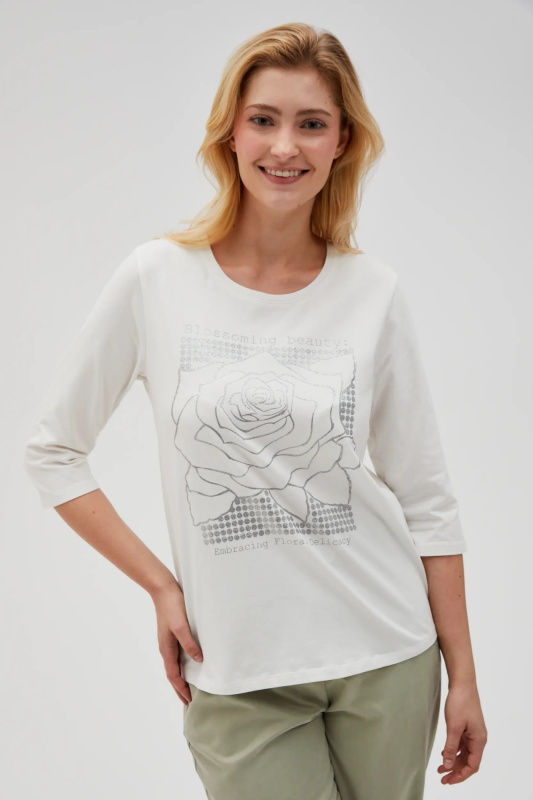 Dámské triko 3/4 rukáv  MOODO - bílé Velikost: 46