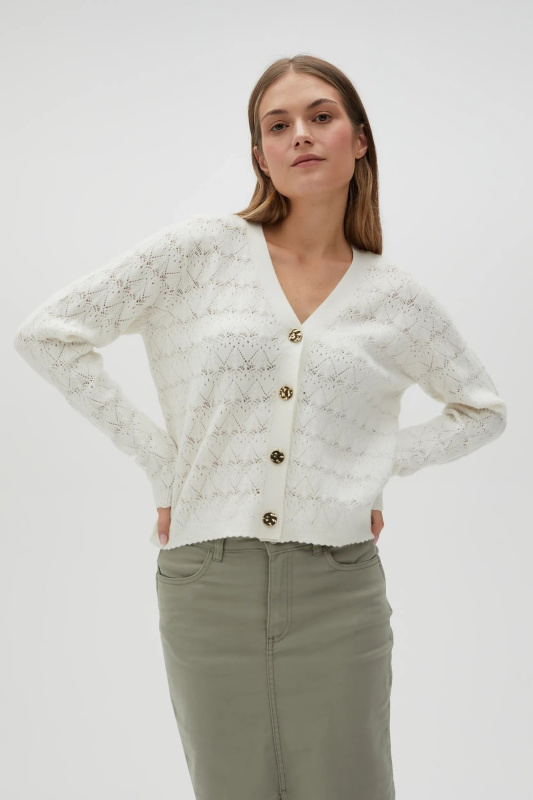 Dámský propínací svetr MOODO - bílý Velikost: XS