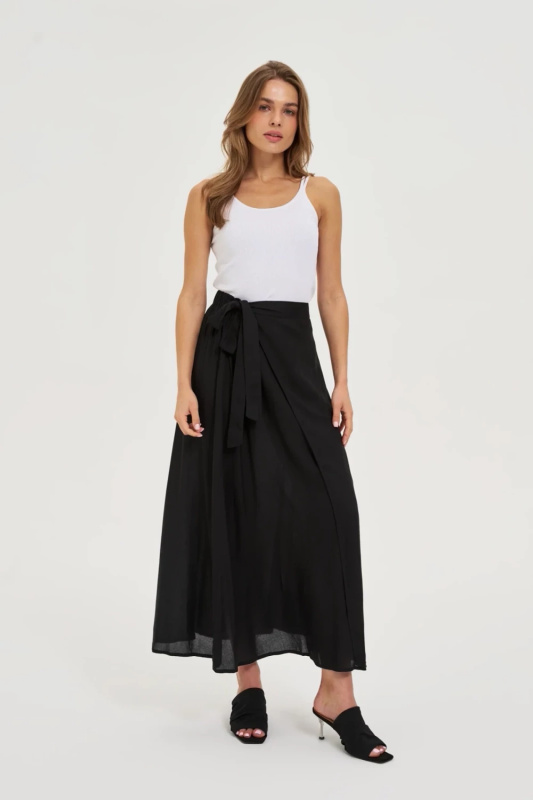 Marisse Viscose Midi Skirt Black